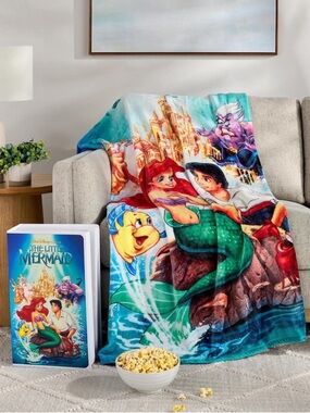 Disney Classic Little Mermaid VHS Boxed Silk Touch Throw, 50"x 70", Collectible